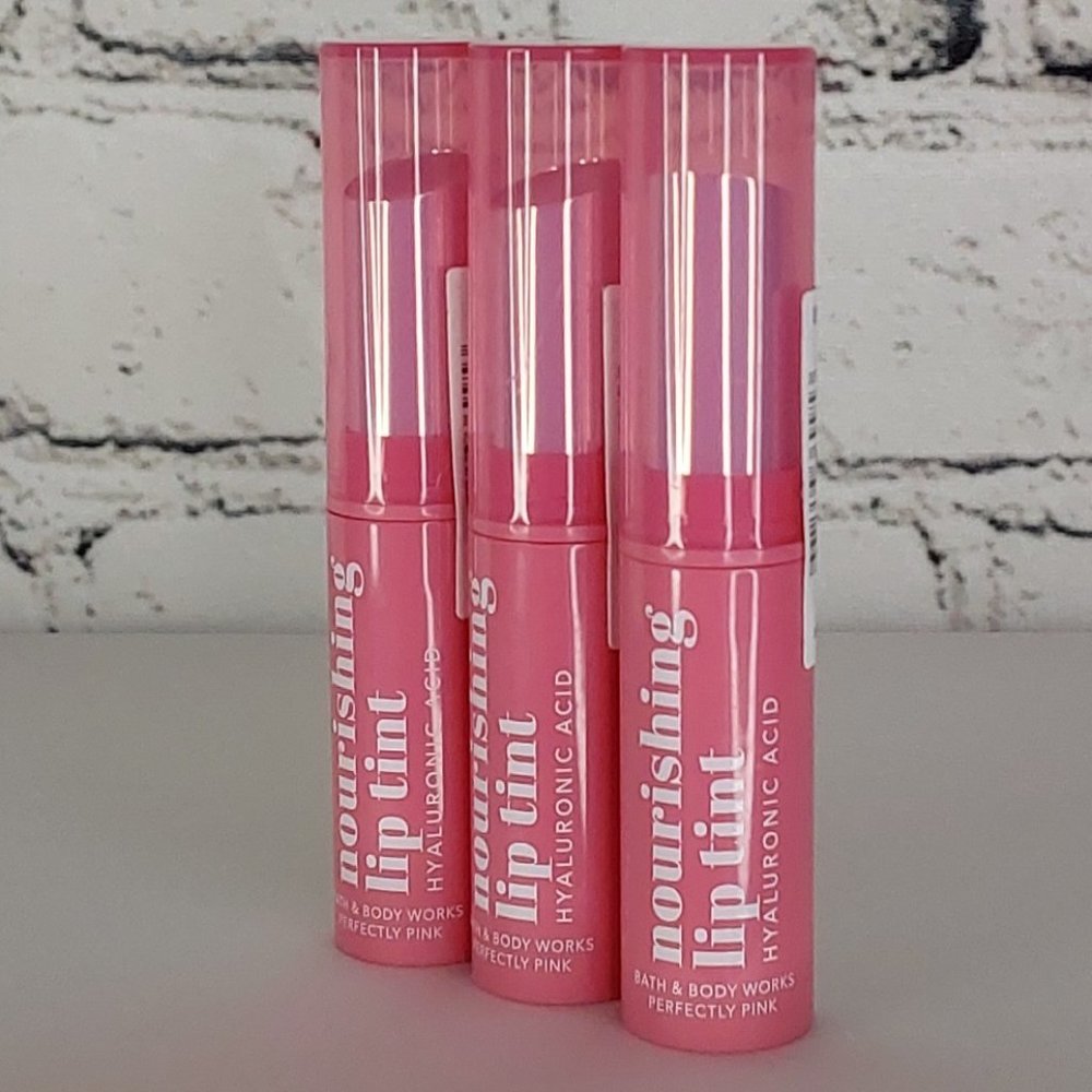 BATH & BODY WORKS 'PERFECTLY~PINK' NOURISHING LIP TINT 3-PIECE SET - Picture 2 of 14